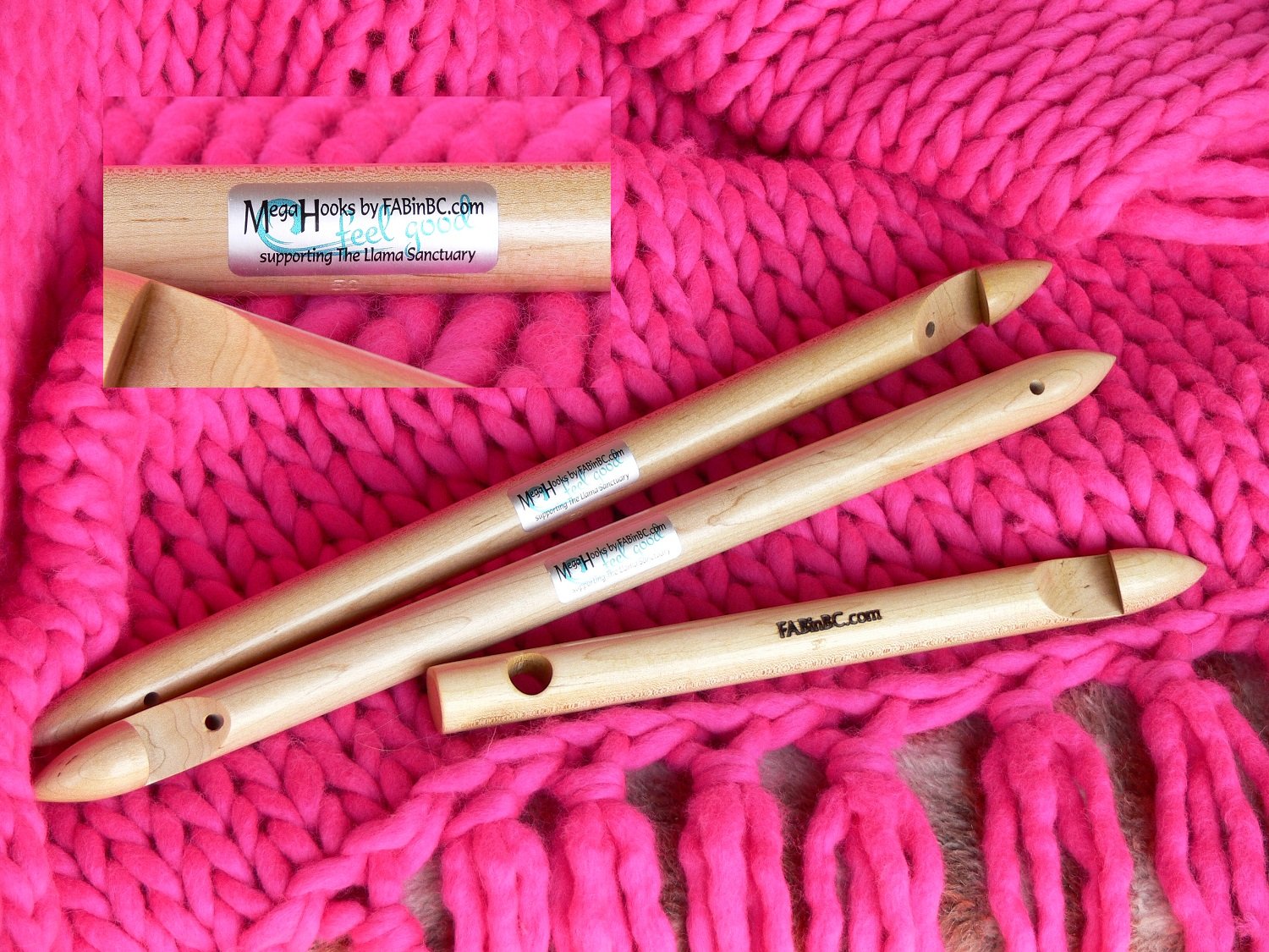handcrafted jumbo-sized knitting needles and yarn tools from FAB handcrafted jumbo-sized knitting needles and yarn tools